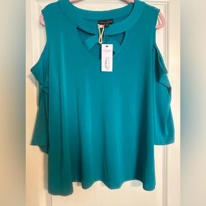 Bold Elements 1x Womens Plus Cold Shoulder Top